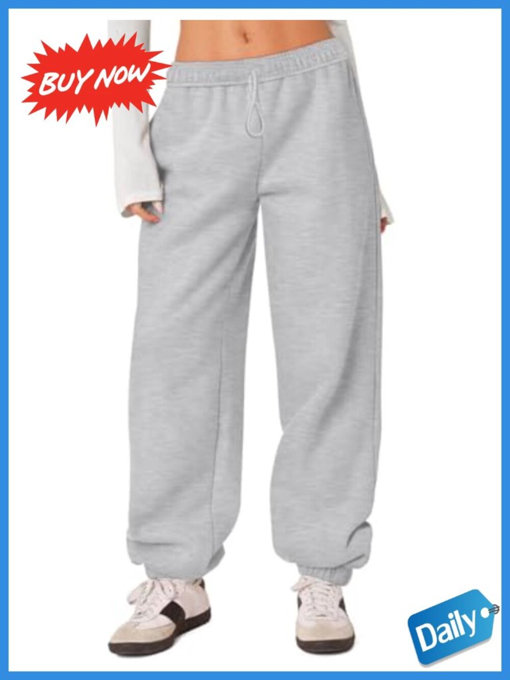 Fleece Lined Cotton Sweatpants High Waisted Joggers Cinched Cuffs Winter